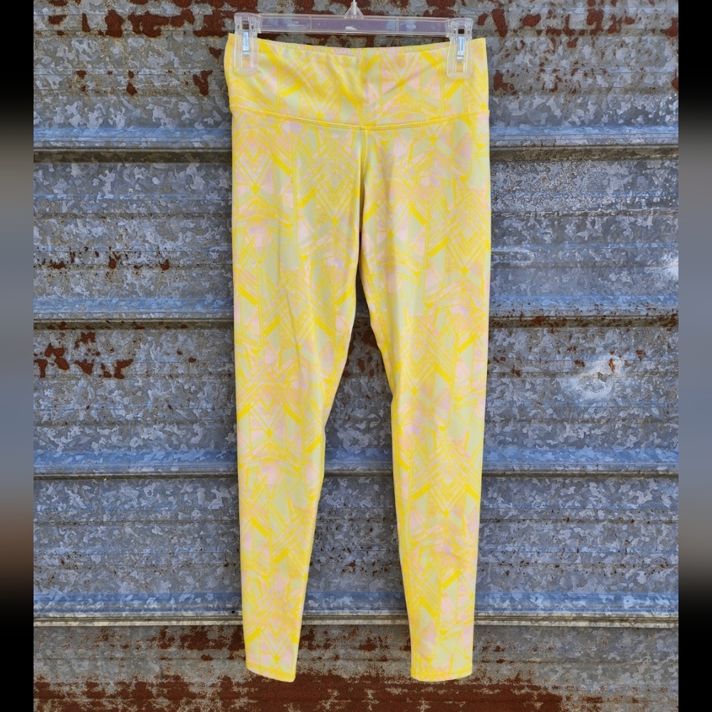 Yellow & Pink Abstract Alo Full Length Leggings